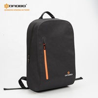 Sac à dos pour ordinateur portable DNDBO noir minimaliste avec fermeture éclair contrastante orange, imperméable, pour les voyages quotidiens en ville, les affaires, l'école, logo personnalisé