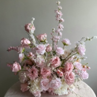 T-FT063 Hoogwaardige 50cm roze bruidsgang bloemen kunstzijde tafeldecoratie voor bruiloft vloerdecoratie