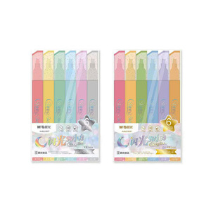 Marcadores Fluorescentes Cuadrados con Luz Intermitente, 6 Colores, para Dibujo Artístico, Punta Única Angulada - Product Image 5
