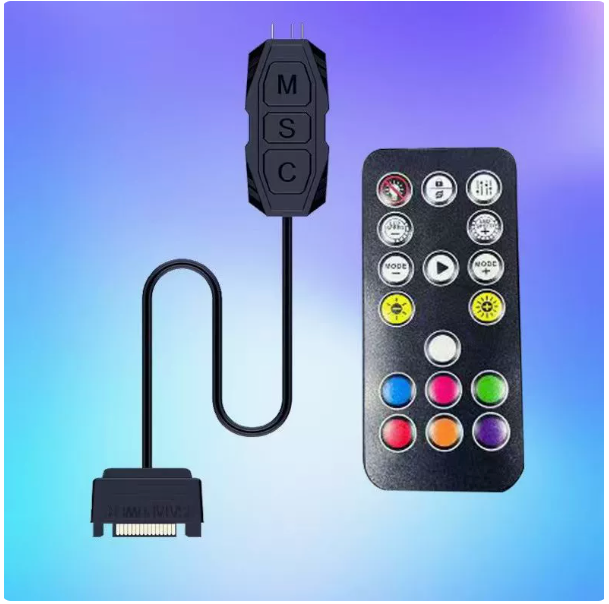 Computer Case ARGB Controller 5V 3-pin PWM Temperature Control Speed Adjustment Wireless Remote Control Chassis Fan Hub