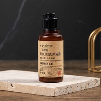 Gel Douche Hôtelier Ranbay Oriental Zen (35ml) - Flacon en Céramique PE Blanc Nacré avec Bouchon Flip Noir, Écologique et Jetable, aux Herbes