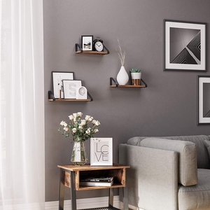 Assortiment <span class=keywords><strong>de</strong></span> 3 étagères flottantes marron, vintage, pour salon, salle <span class=keywords><strong>de</strong></span> bain, <span class=keywords><strong>cuisine</strong></span>, industriel et rustique, support mural - Product Image 4