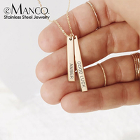 Collier à double pendentif long EMANCO, surface gravée personnalisée au laser, style streetwear, vente en gros, dropshipping