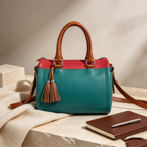 Bolso de mano moderno con asa superior en contraste, espacio interior espacioso y borla decorativa para viajes de fin de semana - Product Image 5