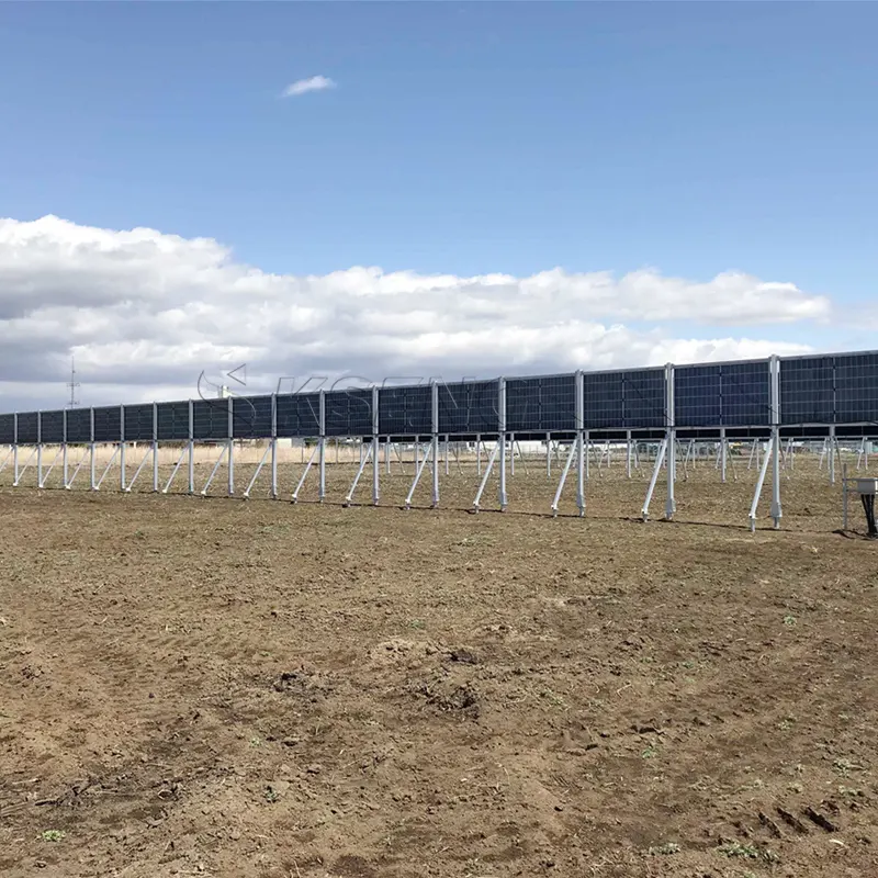 Vertical Aluminum Structures Framed PV Modules Solar Farm Racking System Ground Mounting Solar Panel Mount System