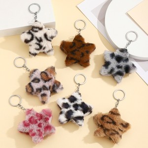 Plush Five-pointed Star Keychain Car Keyring Backpack Handbag Charm Pendant