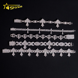 <span class=keywords><strong>Bracciale</strong></span> a Croce Moissanite Iced Out di Tendenza, Gioielli Hip Hop Personalizzati in <span class=keywords><strong>Argento</strong></span> 925 per Uomo e Donna, Ideale per l'Uso Quotidiano - Product Image 2
