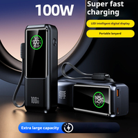 Nouvelle batterie externe 100W PD à charge super rapide 20000mAh avec écran LED, câble Type-C intégré, chargeur portable pour ordinateur portable et téléphone portable