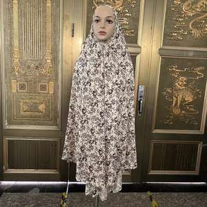 طقم حجاب صلاة إسلامي طويل خفيف الوزن بنمط مطبوع رخيص الثمن من البوليستر والسباندكس لشهر رمضان - Product Image 4