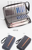 Grosir kustom logo kain kanvas dompet panjang untuk pria ritsleting tas uang dompet ponsel tas ritsleting
