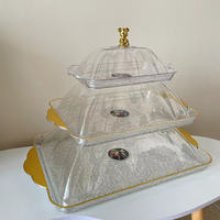 Boîte à pain rectangulaire avec couvercle doré, assiettes à bonbons, plateau à fruits pour salon, plateau à gâteaux pour table basse, assiettes de fête de mariage