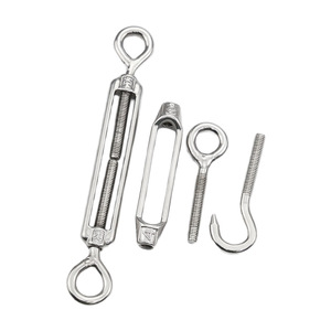 304 Stainless Steel Open Body Turnbuckle Hook And Eye 100kg Load Metric Polished Wire Rope Tensioner - Product Image 1
