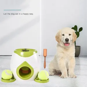 Pawise - Brinquedo interativo 2 em 1 para animais de estimação, lançador automático de bola de tênis para cães, dispensador de comida e guloseimas para treinamento, oferta imperdível