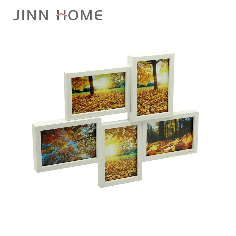 Djinn Home 5 Pcs 4X6In Wit Houten Gedenkteken Fotolijst Collage Foto 'S Set Wanddecoratie