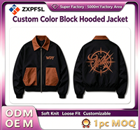 Blouson Bomber Vintage à Revers Contrastant avec Logo Personnalisé, Veste Streetwear Homme Coupe Ample, Approvisionnement Direct Usine