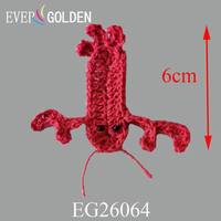 EG26064 6CM Nouveauté : Écussons brodés en crochet de dentelle motif homard pour vêtements et accessoires de cartes