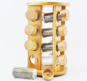 Organizzatore portaspezie <span class=keywords><strong>rotante</strong></span> in bambù per controsoffitto 12-16 bottiglie di portaspezie girevole portaspezie - Product Image 5