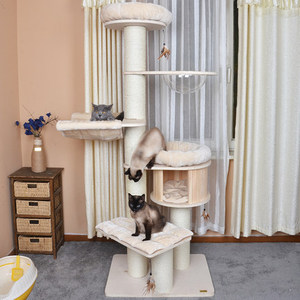 Grand chat en bois <span class=keywords><strong>griffoir</strong></span> en peluche arbre à chat en peluche dans les jouets pour animaux de compagnie - Product Image 5