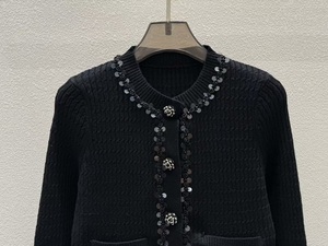 <span class=keywords><strong>Cardigan</strong></span> di alta qualità nuovo <span class=keywords><strong>Cardigan</strong></span> 2025 maglieria autunno inverno donna con paillettes con perline Deco manica lunga Casual in misto <span class=keywords><strong>lana</strong></span> nera - Product Image 2