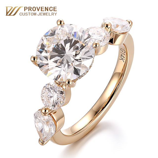 Round Cut Main Stone 2.56Ct DEF VVS1 3EX Llaboratory Diamonds Ring Custom 14K Solid Gold Ring Jewlery Factory Franchise Agent