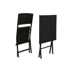 Set di 3 tavoli in acciaio e rattan sintetico 58x58x71,5 cm neri - Product Image 5
