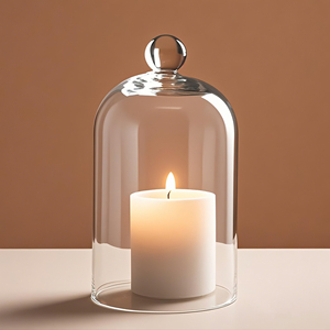 Çin fabrika toptan handhandtemizle <span class=keywords><strong>Dome</strong></span> toz geçirmez çiçek kek ekran kapağı cam kavanoz mum kapağı - Product Image 1