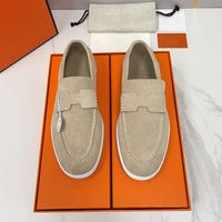 Mocassins de luxe pour hommes en daim bleu marine, à enfiler, légers, plats, de conduite, décontractés, style Penny, pour le quotidien et les affaires