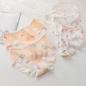 Wholesale Comfortable Mid Waist Underwear Breathable Underpants Soft Loveliness Briefs Women's Girl Knickers <strong>Frilly</strong> Underwear - Product Image 2