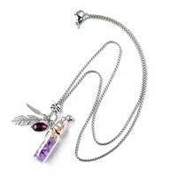 Collier pendentif en pierre d'aromathérapie violette avec gravier de cristal naturel