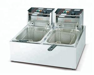 Freidora de patatas fritas de acero inoxidable, máquina de mesa de 6L + 6L, 2 tanques, 2 cestas, Comercial - Product Image 2