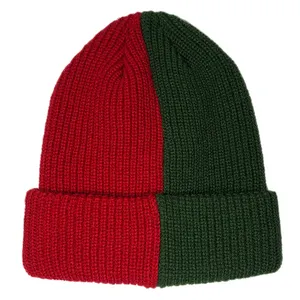 Tùy Chỉnh Người Lớn Đồng Bằng Dệt Kim Mũ Hai Tone Rắn Màu Beanie Mũ Thể Thao Mùa Đông Acrylic Cuff Mũ Gân Quá Khổ Beanies