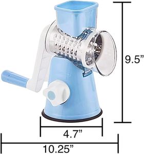 Round Mandoline Slicer Nuts Grinder Rotary Cheese Grater With 3 Stainless Steel Drum Blades - Product Image 6