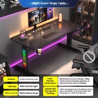 E-Sports Home RGB Atmosphère Lumière Métal Fonction de refroidissement Ensemble de bureau d'ordinateur en bois Chaise de bureau