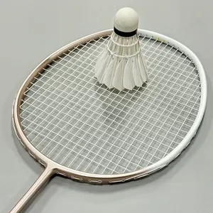 Raket Badminton seimbang 4U profesional, raket Badminton dengan desain karbon penuh pegangan PU
