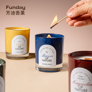 Funday Scented Candle Cylinder Thick Bottom Wood Core Plant Extracts Essential Oils Soy Wax Wedding Gift - Product Image 4