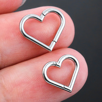 Anting hidung stainless steel model snap-on, cincin hidung bentuk hati, anting bentuk hati sederhana, perhiasan tindik tubuh yang dapat dipersonalisasi