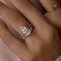 Bague de fiançailles solitaire 2 carats en diamant de laboratoire taille marquise à six griffes et pavé, en or massif 14K/18K, certifiée IGI CVD/HPHT, personnalisable