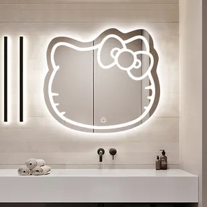 Kitty Girl corazón princesa habitación sin marco Frontal transmisor iluminado pantalla táctil inteligente montado en la pared tocador Led Bathr