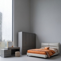 Ensemble de chambre à coucher au design moderne, lit double, armoire Shaker avec table de chevet, meubles de rangement en bois pour projets - Prix de gros
