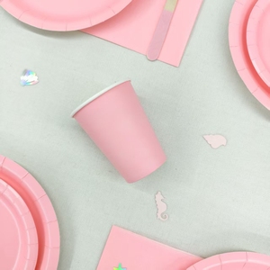 DAMAI - Juego de Vajilla Desechable de Papel de Color Sólido, Platos, Vasos y Servilletas de Color Rosa Claro para Fiestas de Cumpleaños, 40-60 Piezas, Estilo Moderno y Redondo - Product Image 5