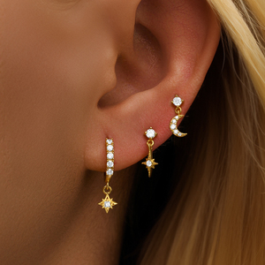 CANNER 3pcs/<b>set</b> S925 Sterling <b>Silver</b> Star <b>Stud</b> <b>Earrings</b> Hoop <b>Earrings</b> <b>Set</b> for Women - Product Image 4