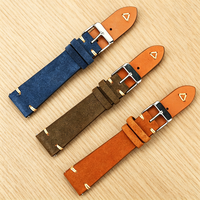 Bracelet de montre en cuir véritable fait main avec coutures, en daim, à libération rapide, 20mm 22mm, vente chaude
