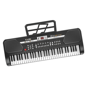 Instrumen Musik Piano Keyboard Hitam 61 Tuts Elektronik dengan Mikrofon