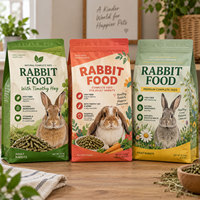 Sacs d'emballage pour aliments pour lapins imprimés sur mesure, fond plat, fermeture éclair, étanches à l'humidité, pochette pour aliments pour animaux de compagnie, pour l'emballage d'aliments secs pour chiens et chats