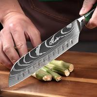 Ensembles de couteaux de cuisine Damas Laser Pattern Chef Knife Super Sharp Professional Stainless Steel Cleaver Santoku Cooking Knife Set