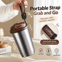 Mug isotherme en acier inoxydable 316 de 320 ml, double ouverture, anti-fuite, avec sangle de transport, logo personnalisé