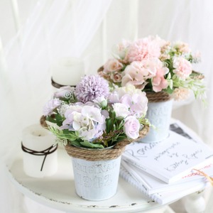 Pequeño juego de bonsái <span class=keywords><strong>Hortensia</strong></span> Rosa hierro imitación maceta plástico flor artesanía adornos para Acción de Gracias boda colgante de pared - Product Image 1