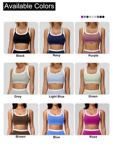 Soutien-gorge de sport haute performance à blocs de couleur, haut de course, vêtements de sport personnalisables avec logo, tenue de fitness pour la gym, soutien-gorge de yoga à col en U pour <span class=keywords><strong>femme</strong></span> - Product Image 3