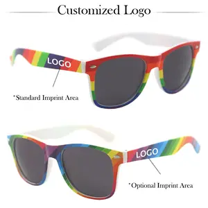 2023 недорогие цветные солнцезащитные очки с логотипом на заказ, радужные солнцезащитные очки для родителей и детей