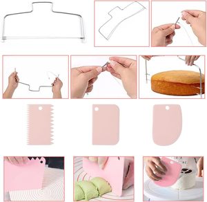 Willia 207pcs Stainless Steel Pink <strong>Cake</strong> Decorating Kit Includes Revolving Turntable Icing Bags <strong>Cake</strong> Scraper Piping - Product Image 6